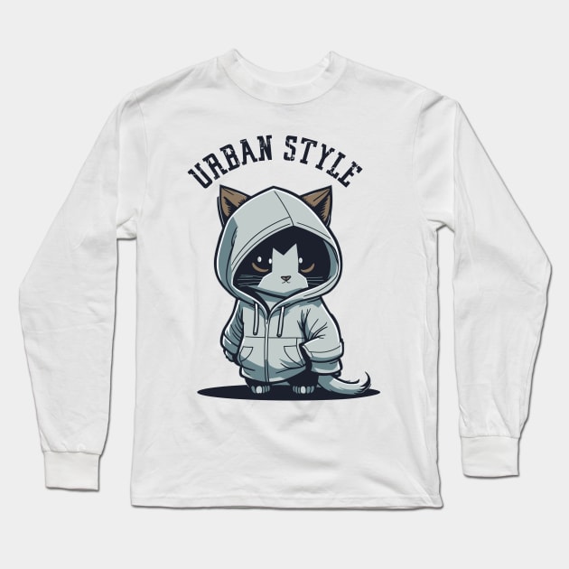 Urban Cat Design Long Sleeve T-Shirt by Casually Fashion Store